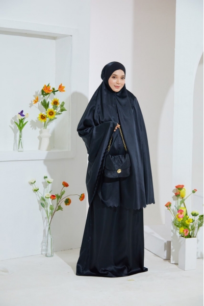 Telekung Juwita Charcoal Black